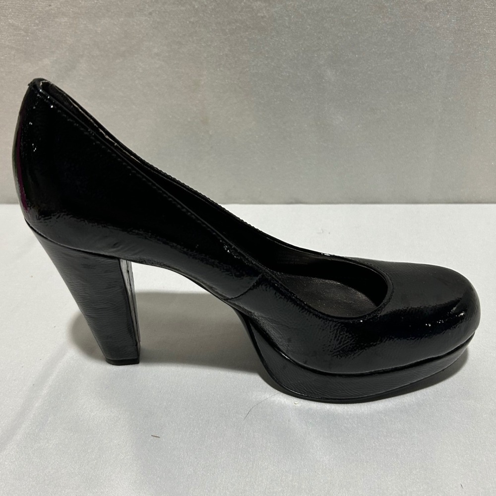 Calvin Klein Platform Pump Womens 6 Black Patent Leather Block Heel E3297‎